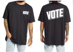 BP VOTE Black White Graphic Political T-Shirt Crewneck Cotton M Oversize