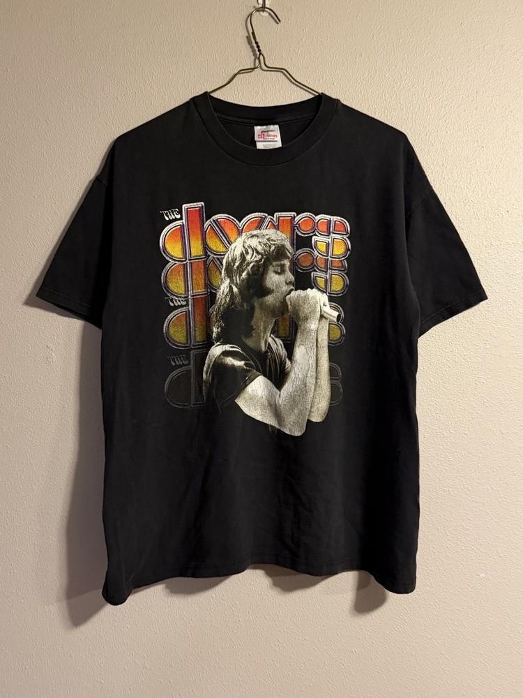 Vintage 90s 1998 Jim Morrison The Doors Black Graphic Band T Shirt Stedman XL