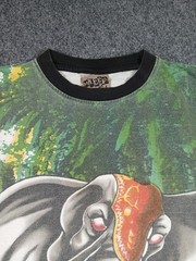 Vintage Mecca Streetwear All Over Print Crazy Elephant Safari T Shirt Size L