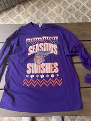 Gildan Heavy Cotton XL Purple Season’s Swishes Basketball Graphic T-Shirt