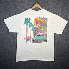 Vintage Hard Rock Cafe Shirt Mens Large White 90s Beverly Hills Art California
