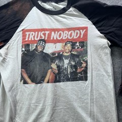 Original Flavor Shirt Mens L White Black Trust Nobody Graphic Raglan 3/4 Sleeve