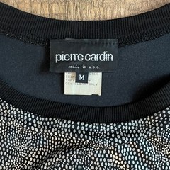 Pierre Cardin Vintage Metallic Silver Black Patterned Pocket Top Mens M USA