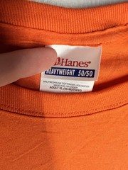 Hanes Heavyweight 50/50 Blank T-Shirt XL Orange Y2K Vintage Made in El Salvador