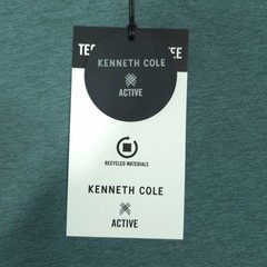 Kenneth Cole Tech Raglan Active Tee Shirt Sz L Marine Stretch Soft Curved Hem
