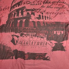 GLADIATORIA T-Shirt Men’s XL Red Graphic AOP Distressed Gladiator Collesium Rome