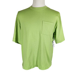 Mode of One Mens Relaxed-Fit Textured T-Shirt Chest Pocket Acid Green Size S NWT