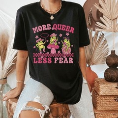 Retro More Queer Less Fear T-shirt, Cute Frog Gay Tee, LGBTQ Pride Month Shirt