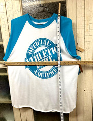Vintage Athletic Department Raglan Baseball T Shirt 3/4 Length Sleeve White L