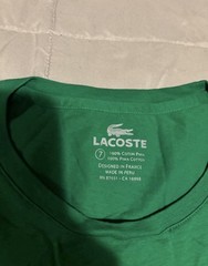 Mens Lacoste Green Pima Cotton Jersey Crew Neck Short Sleeve