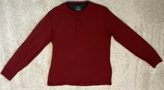 G.H. Bass Co. Men’s Long Sleeve Pullover Waffle Henley Shirt Burgundy Size XL