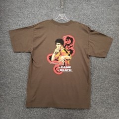 VINTAGE Bruce Lee Game of Death T Shirt Mens L Large Brown Ultra Cotton Graphic