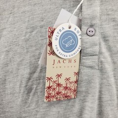 Jachs New York T Shirt Mens XL Gray Quarter Button Floral Details Short Sleeve