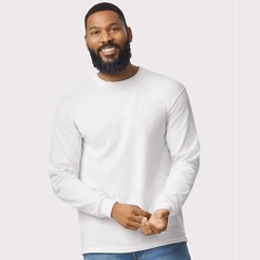 9 Pack White Long Sleeve T-Shirt 100% Heavy Cotton Long Crew Neck Tee – Gildan