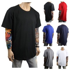 Men T-Shirts BIG & TALL Heavy Weight Long Extended Casual Active Crew Neck S-5X