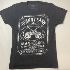 Johnny Cash Gray Graphic Print Tshirt Size M Distressed Vintage Style