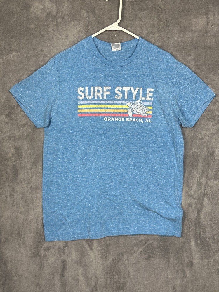 Orange Beach Alabama Shirt Mens Large Blue Tropical Delta Tag Vacation Ocean