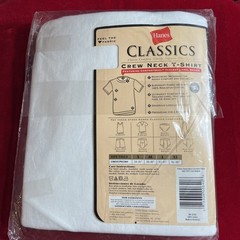 VTG Hanes Men White Crew Neck T-Shirts Tagless Comfortsoft 3-Pack Medium NEW NOS