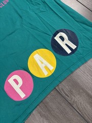 Men’s vintage Paris Sport Club teal tee with nice double graphic,L