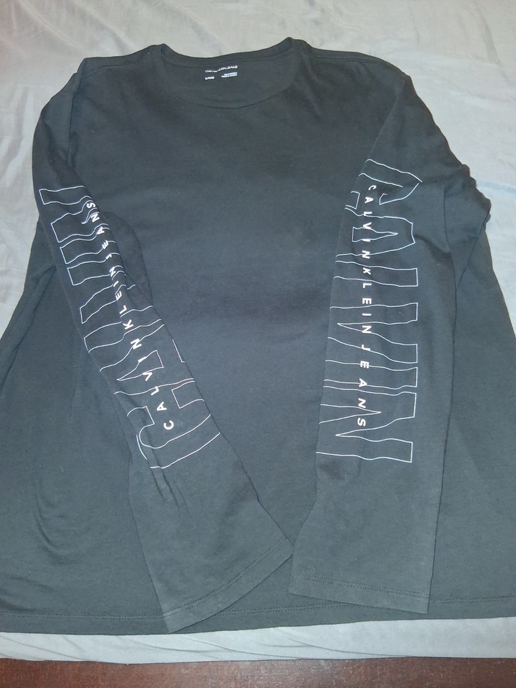 Calvin Klein Jeans Men’s Black XL Long Sleeve Crew Neck Logo Graphic T-Shirt