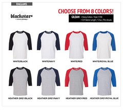 CUSTOM SCREEN PRINTING GILDAN BASEBALL RAGLAN TEES CHOOSE QTY 1-COLOR PRINT
