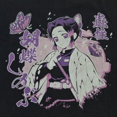 Demon Slayer Shinobu Kocho Shirt Mens Large Black Anime Graphic Tee Butterfly