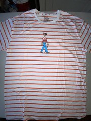NEW Where’s Wally T shirt Waldo Striped white red Large waldo