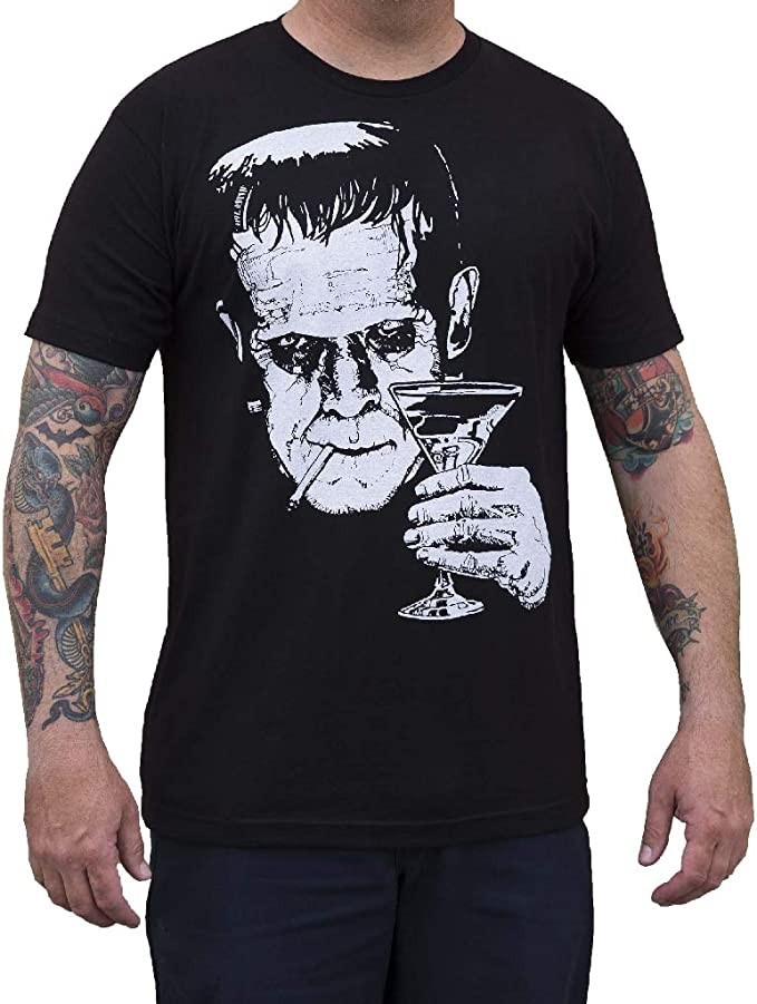 NWT Lowbrow Art Company Mens MONSTER MARTINI Tee Shirt BLACK SM-2XL MADE IN USA