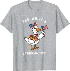 Funny Pregnancy Announcement Red, White Eating for Two Goose T-Shirt