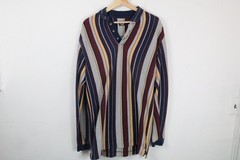 Bold-stripe Dockers pullover | Vintage 90s striped long sleeve rugby shirt | Cot