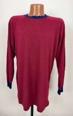 Vintage 90s Raglan Shirt Men Large Tall LT Minimal Ringer Burgundy Silky Acrylic