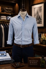 Scotch & Soda Modern Fit Blue Button Down Shirt 15.5 39 Stretch Cotton