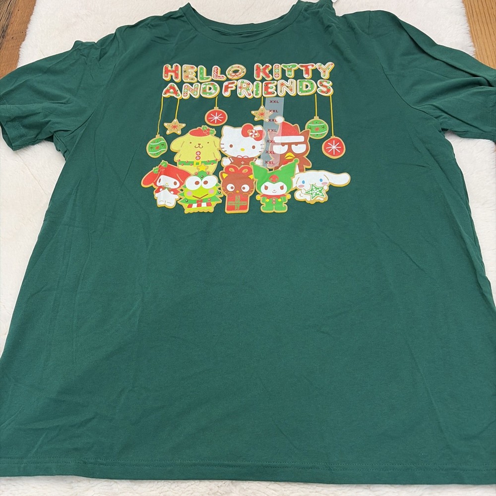 Hello Kitty Men’s NWT Tall Xxl Green Holiday Tee