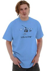 Life Is Crap Funny Ski Lift Skiing Fail Gift Mens Casual Crewneck T Shirts Tees