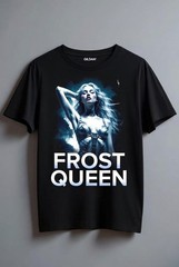 Black Streetwear Tee Frost Queen Sexy Girl Print Unisex Fashion
