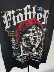 Left Point Italy Black Fighter / Graffiti Men’s T-Shirt Size XL