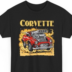 Corvette Hot Rod Illustration Graphic T-Shirt | Vintage Muscle Car Summer Outfit