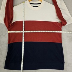 Mens Large Retro Colorblock Crewneck Top Rust White Blue L NWOT