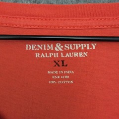 Denim & Supply Ralph Lauren Shirt Mens XL Red Orange V-Neck Pocket Cotton Flag