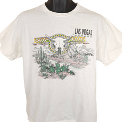 Las Vegas Nevada T Shirt Mens Size Large White Southwestern Cow Skull Desert