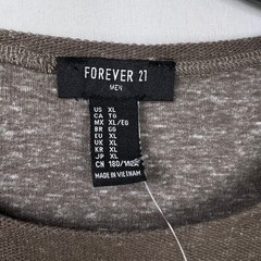 Forever 21 Brown Long Sleeve Pocket Tee Men XL Marled Crewneck Casual Minimalist