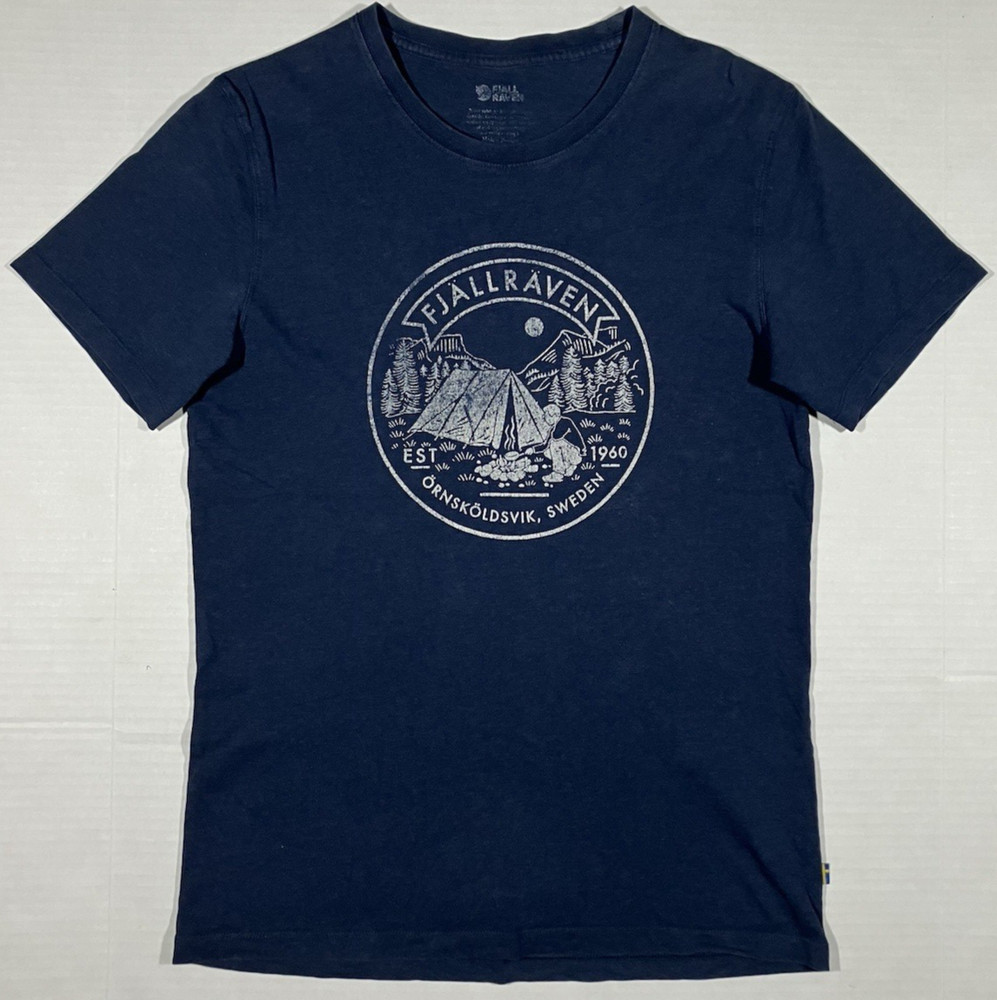 FJALLRAVEN T Shirt Ornskoldsvik Sweden Camping Nature Short Sleeve Mens Size S