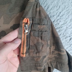 VICTORIOUS Mens Camo Brown Shirt Size Medium Short-Sleeve Zipper Pocket Sleeve