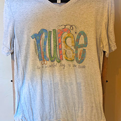 Bella+Canvas Triblend Men’s Gray V-Neck Short Sleeve Graphic Tee “Nurse” M