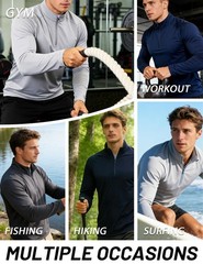 UPF50+ Long Sleeve 1/4 Zip Men’s T-Shirts Sun Block UV Shirts Quick Drying Tops