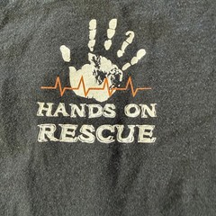 Fruit of the Loom Hands On Rescue Graphic T-Shirt Mens Large Black Heavy Cotton