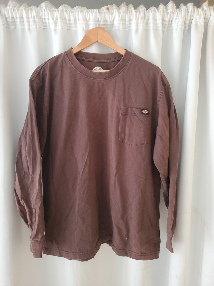 Dickies Performance Long Sleeve Pocket Brown Workwear Pullover Shirt Men’s XL