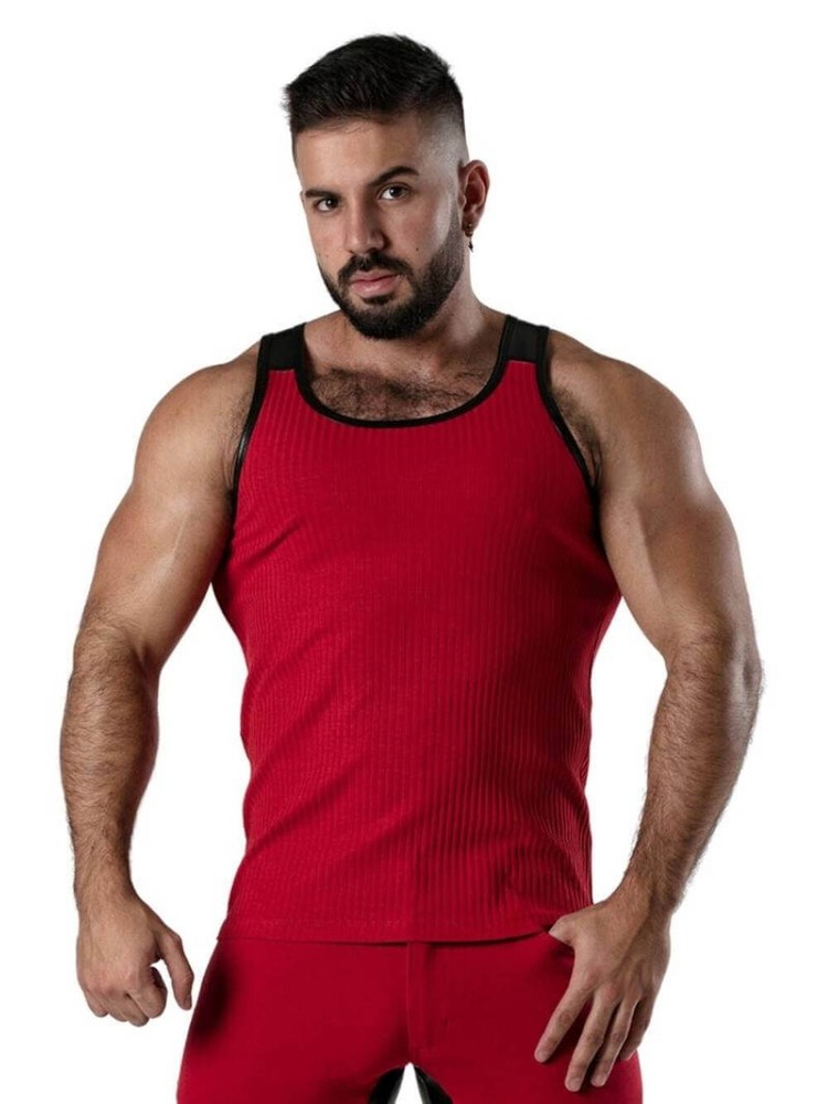 Locker Gear Ribbed Cotton Tank, Stretchy, Sleeveless, Round Neck, Many Colours