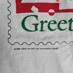 1990 Seasons Greetings Stamp USPS Short Sleeve Vintage Size XL Holiday Shirt
