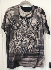 Rare Vtg Affliction Puppet Master God Vs Devil Demon Shirt L Y2K All Over Print